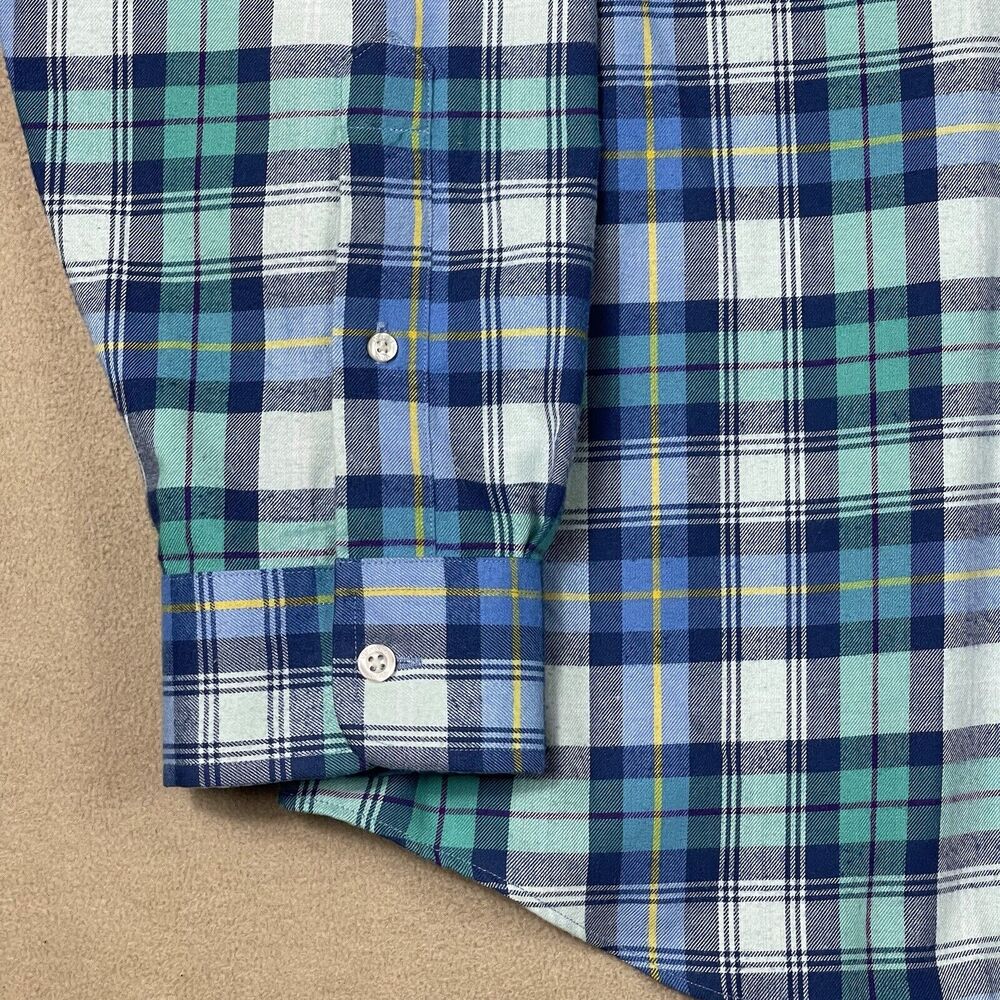 Vineyard Vines Shirt Mens XXL Blue Green White Plaid Classic Fit Tucker Adult - Picture 3 of 13